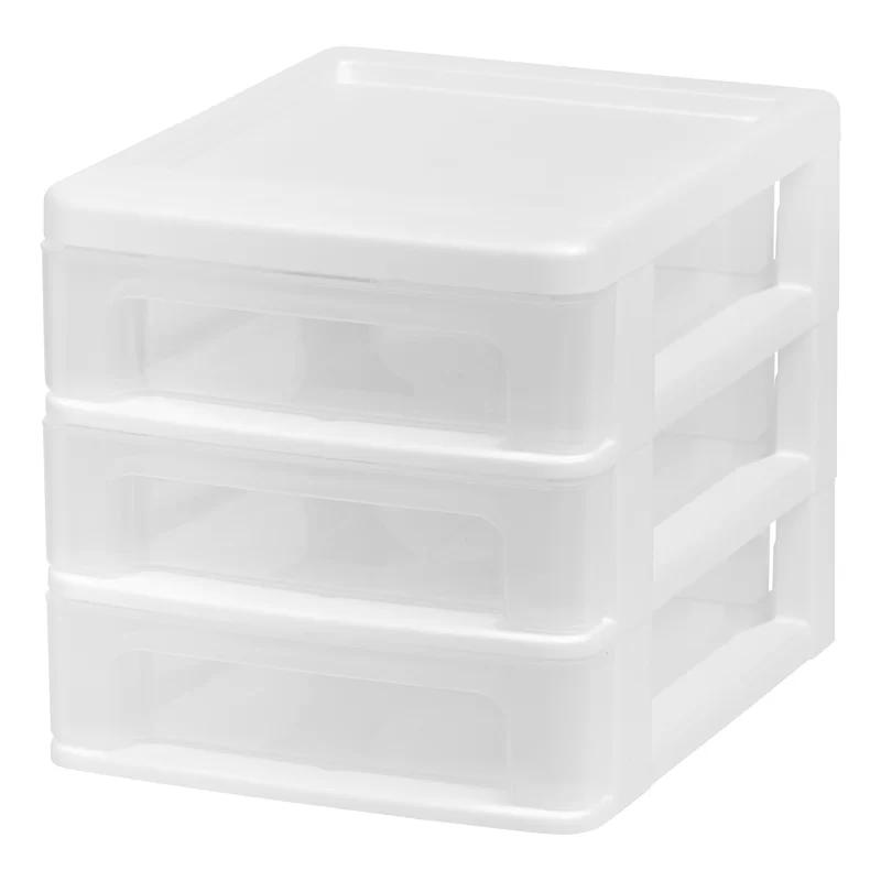 Compact White 3-Drawer Desktop Organizer, Stackable, Made in USA