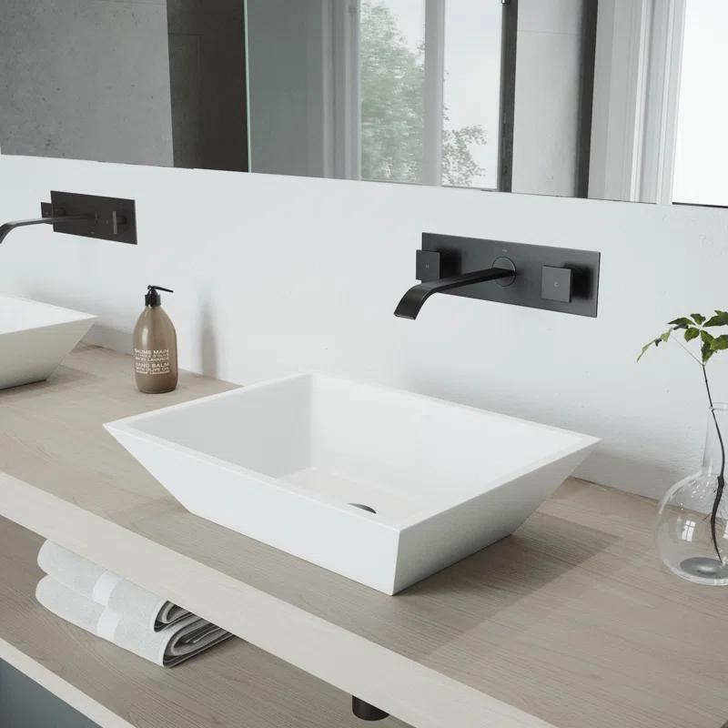 Titus 11" W Two Handle WaterSense Wall Mount Bathroom Faucet