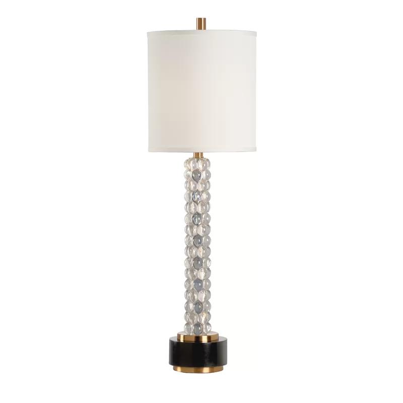 Bubblicious Clear Glass Buffet Lamp with Off-White Linen Shade