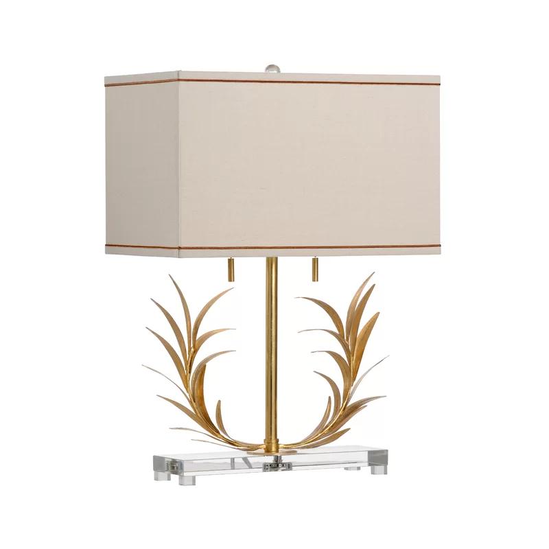 Antique Gold Leaf and Crystal Dual Pull Chain Table Lamp