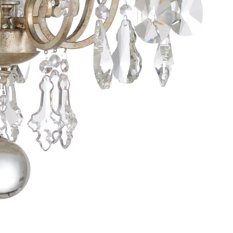 Elegant Versailles 12-Light Crystal Chandelier with Antique Silver Leaf Finish