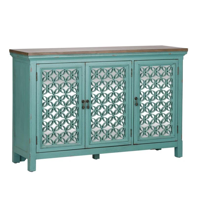 Del Transitional 56'' Green and Blue Freestanding Sideboard with Adjustable Shelving