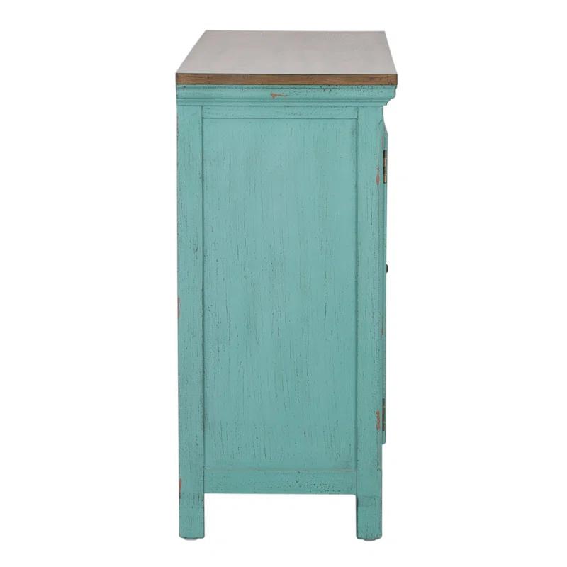 Del Transitional 56'' Green and Blue Freestanding Sideboard with Adjustable Shelving