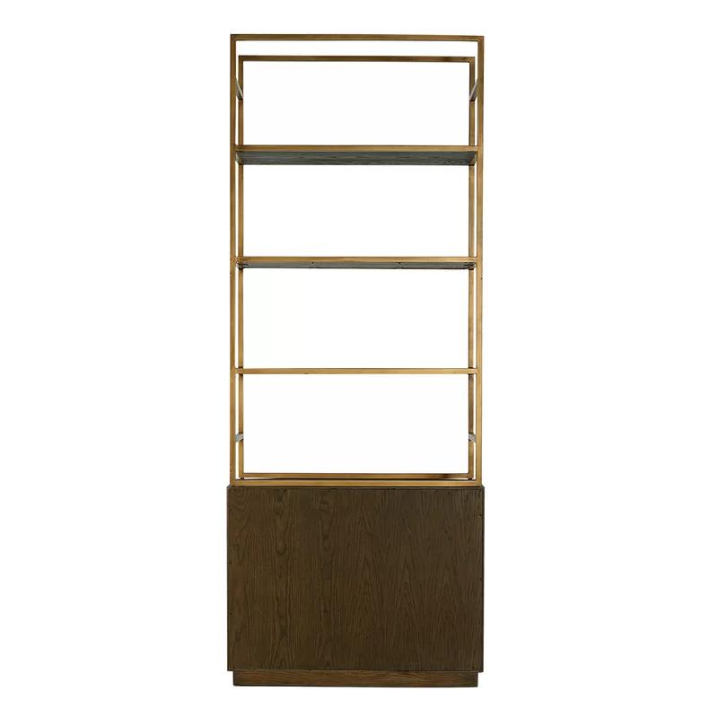 Elliot Adjustable Brown Wood and Gold Bookcase