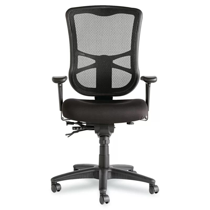 High-Back Black Mesh Office Chair with Adjustable Arms and Tilt Mechanism