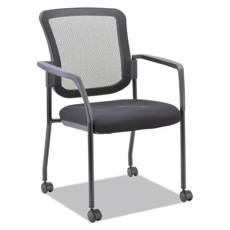 Modern Mesh Guest Stacking Chair with Black Metal Frame