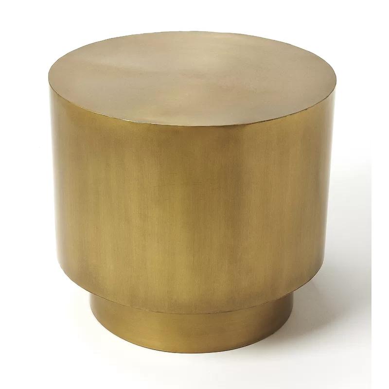 Contemporary Gold Round Metal Bunching End Table