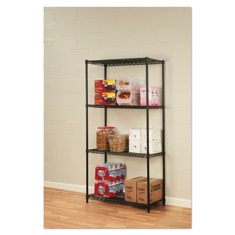 Alera 72" H x 36" W Industrial NSF Certified 4-Shelf Metal Wire Shelving, Black