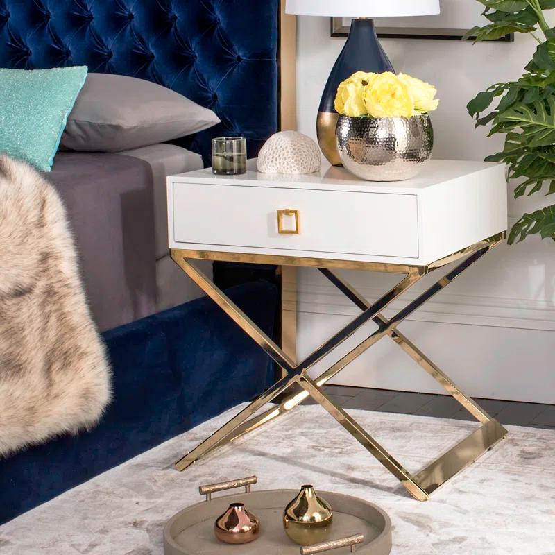 Zarina Modern Cross Leg End Table - White - Safavieh.