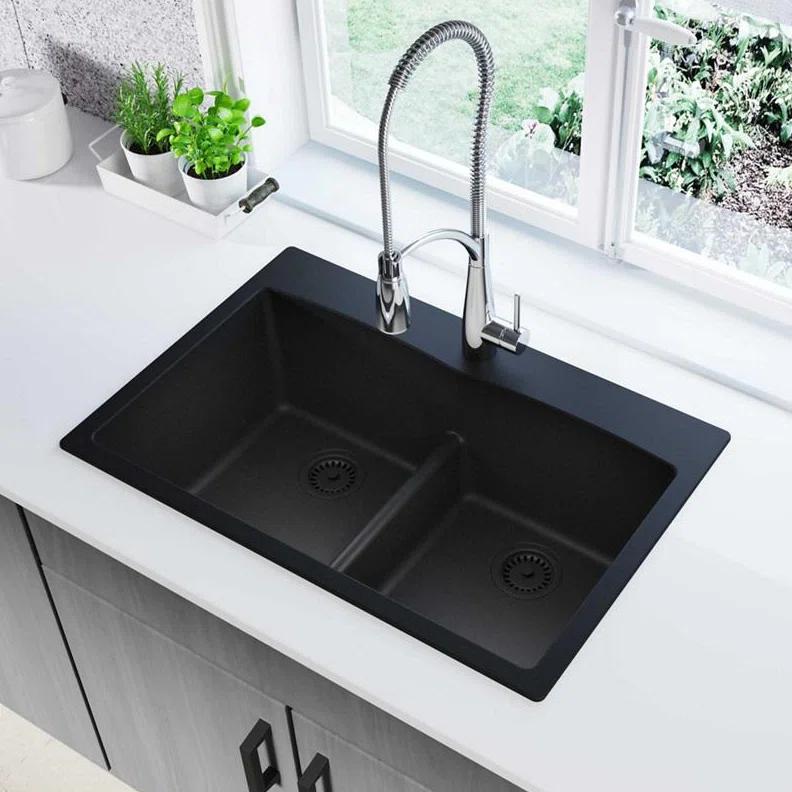 Quartz Classic 33" x 22" x 10" Double Basin Drop-In Kitchen Sink