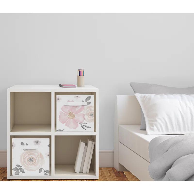 Watercolor Floral Fabric Storage Bin (Set of 2)