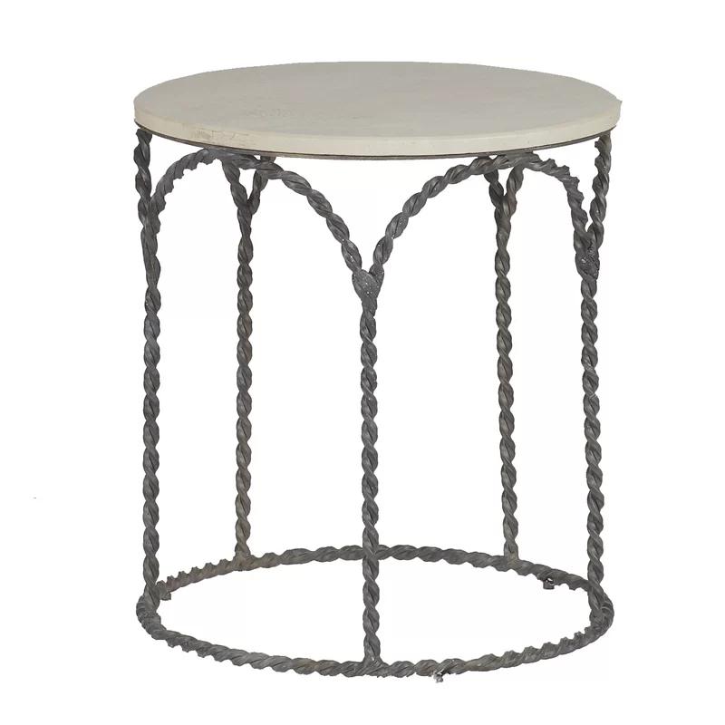 Bradley 19.5" Gray Stone and Metal Round End Table