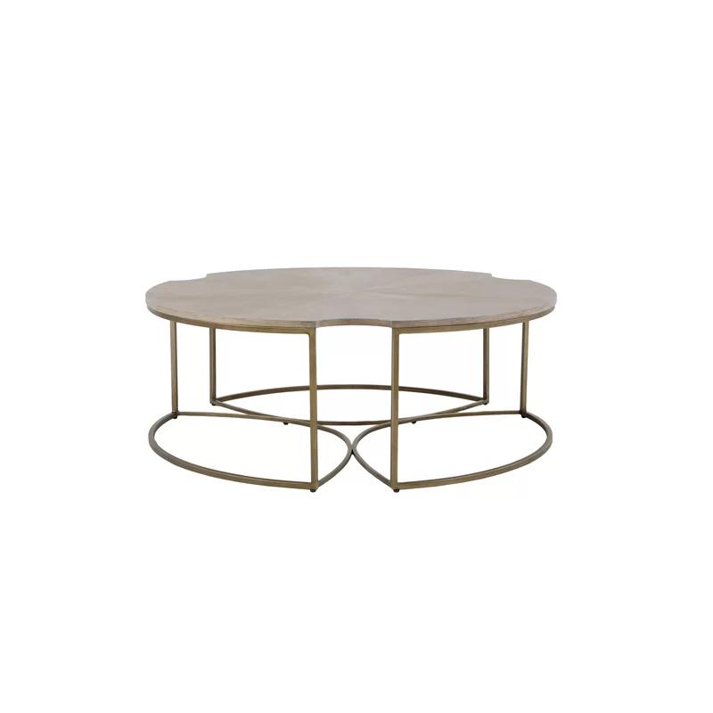 Industrial Amber-Gold 48" Round Wood & Metal Coffee Table