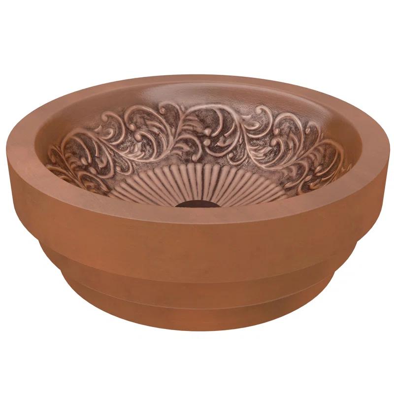 ANZZI Admiral 17'' Polished Antique Copper Copper Circular Bathroom Sink