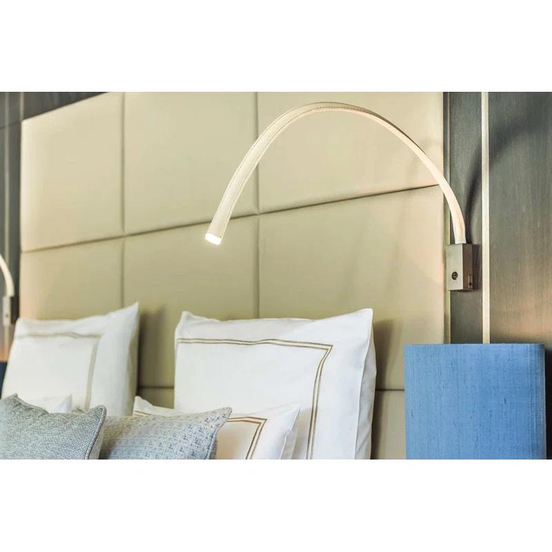 Flexiled 35.4" Satin Nickel Energy Star LED Sconce with Ivory Leather