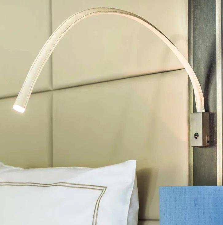 Flexiled 35.4" Satin Nickel Energy Star LED Sconce with Ivory Leather