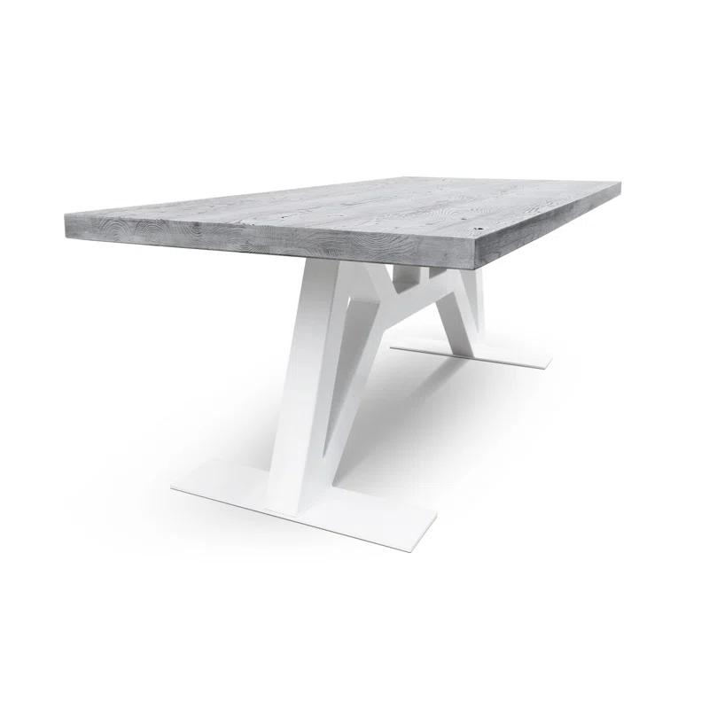 MaximaHouse Grog Oak Solid Wood Top Metal Base Dining Table