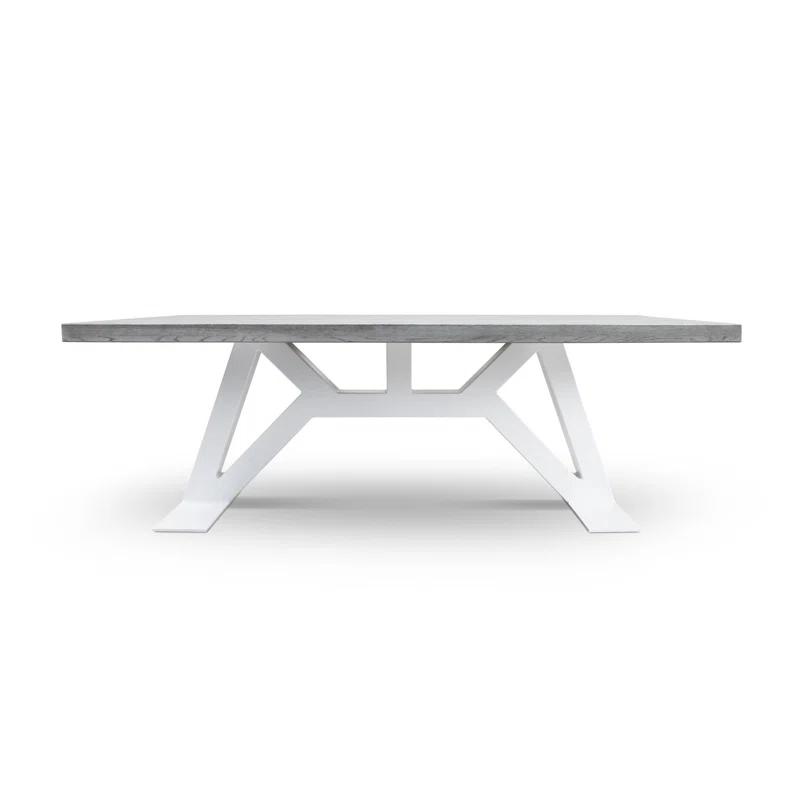 MaximaHouse Grog Oak Solid Wood Top Metal Base Dining Table
