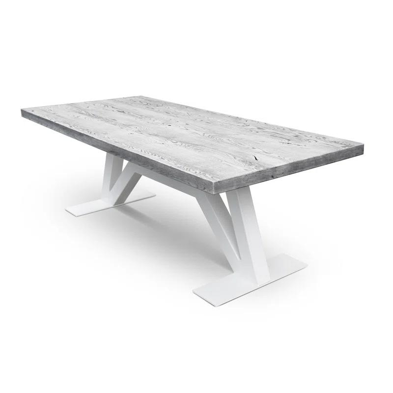 MaximaHouse Grog Oak Solid Wood Top Metal Base Dining Table