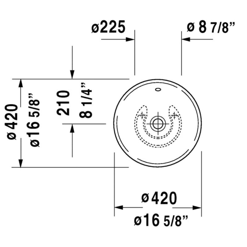 Bacino Ceramic Circular Vessel Bathroom Sink with Overflow