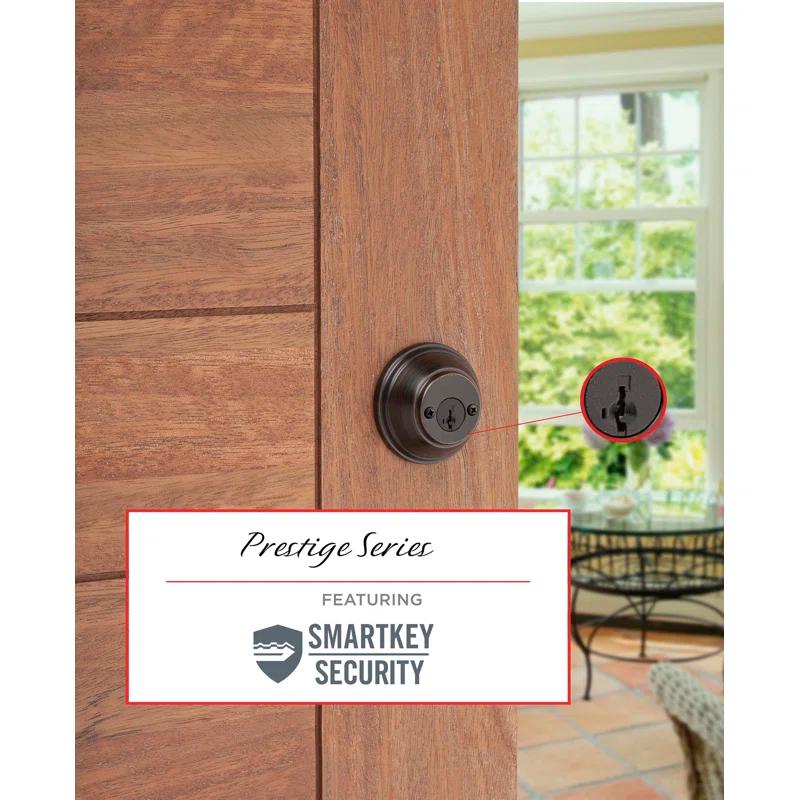385 Round Double Cylinder Deadbolt Featuring SmartKey in Venetian Bronze