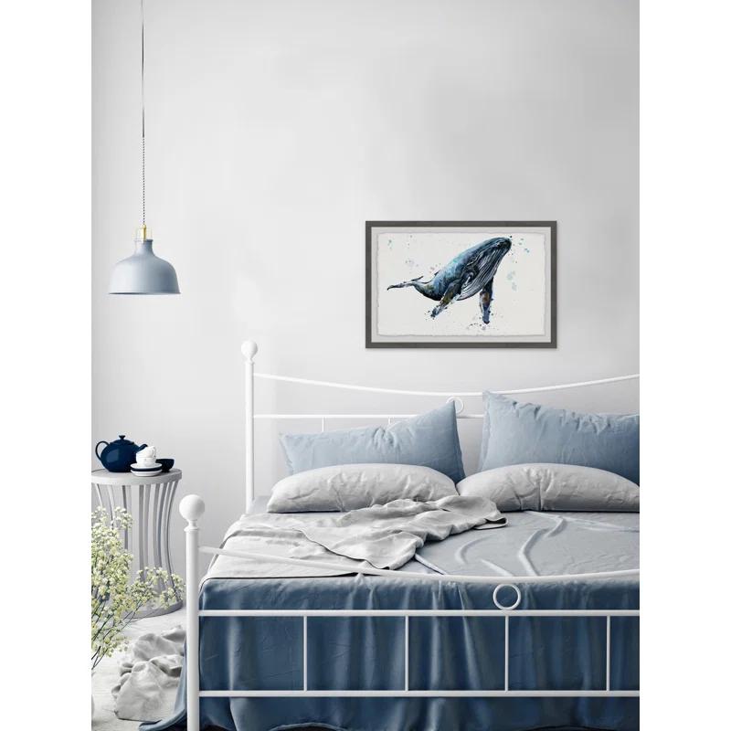 Marmont Hill Watercolor Blue Whale Framed Wall Art