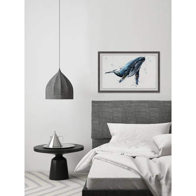 Marmont Hill Watercolor Blue Whale Framed Wall Art
