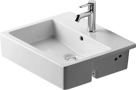 Vero White Ceramic Rectangular Semi-Recessed Bathroom Sink