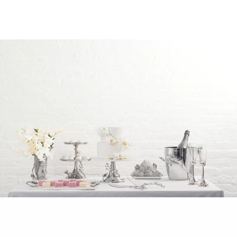 Ethereal Grace White Metal Cylinder Table Vase