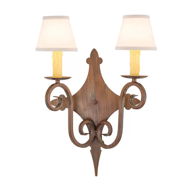 Chocolate and Beige Iron 2-Light Wall Sconce