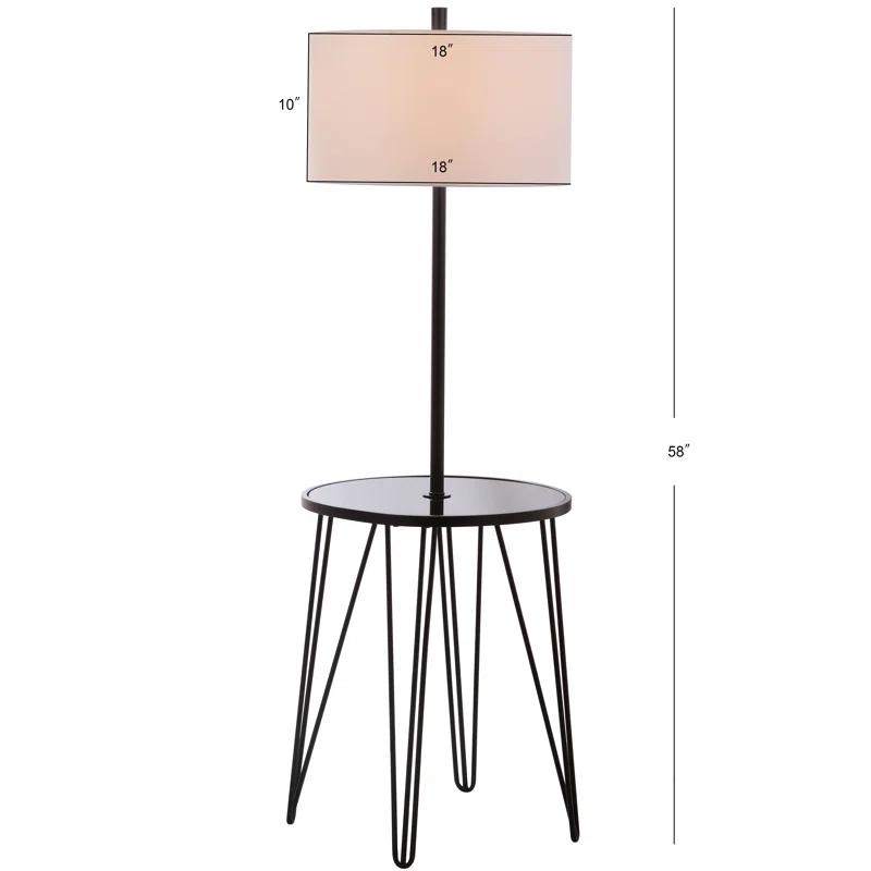 Ivy Bronx Dellinger 58'' Black Tray Table Floor Lamp