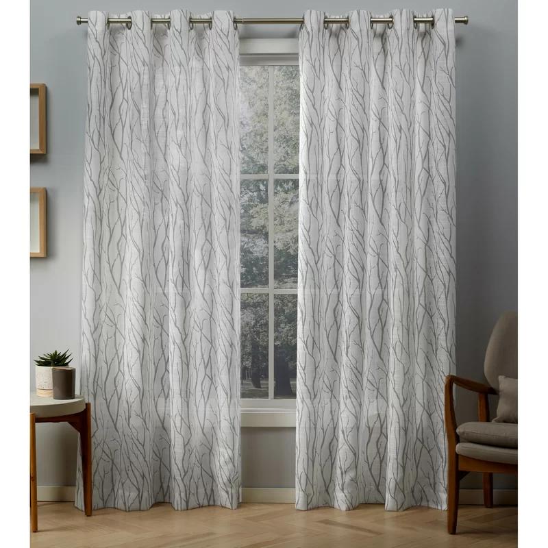 Dove Gray Light-Filtering Linen Look Grommet Curtains