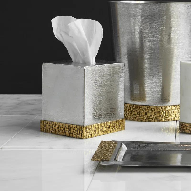 Stainless Steel and Gold Woven Tissue Box Holder