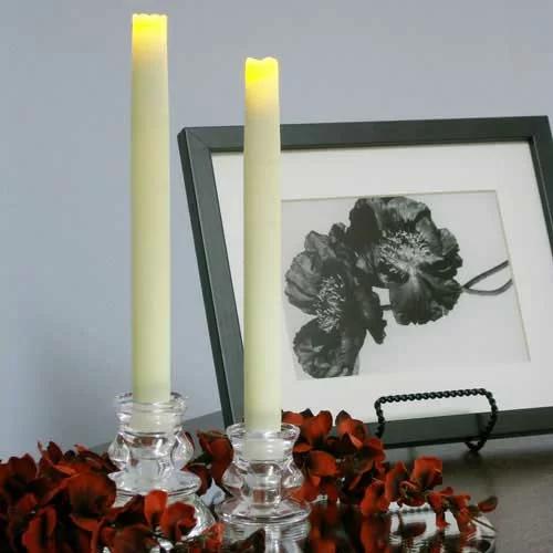 Elegant Ivory LED Taper Candles, Flameless Set of 2