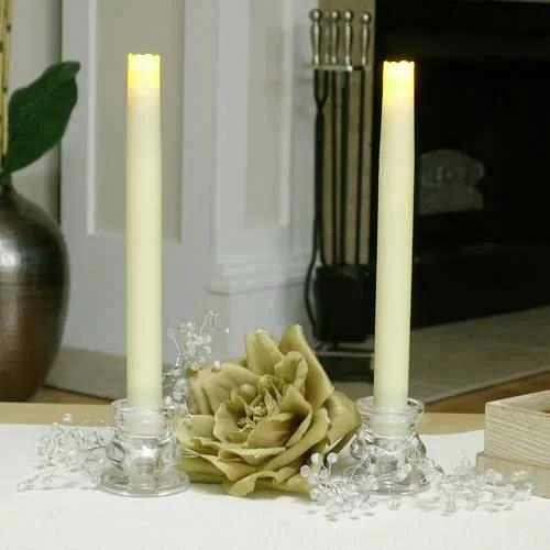 Elegant Ivory LED Taper Candles, Flameless Set of 2