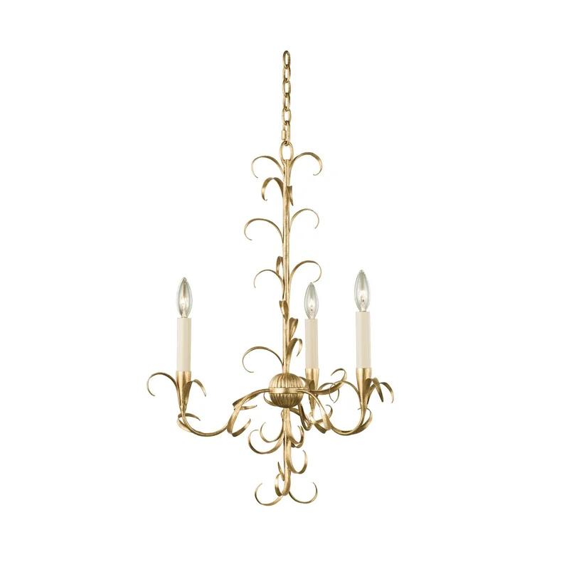 Ainsley Oxidized Gold Leaf 26" Tiered 3-Light Chandelier