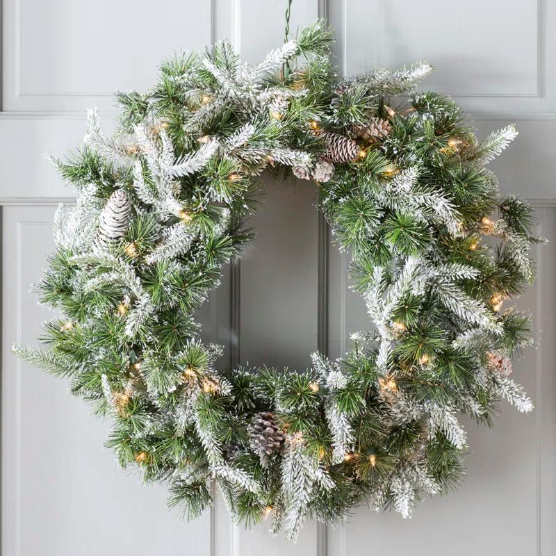 The Holiday Aisle® 24 in. Liberty Pine Wreath with Clear Lights