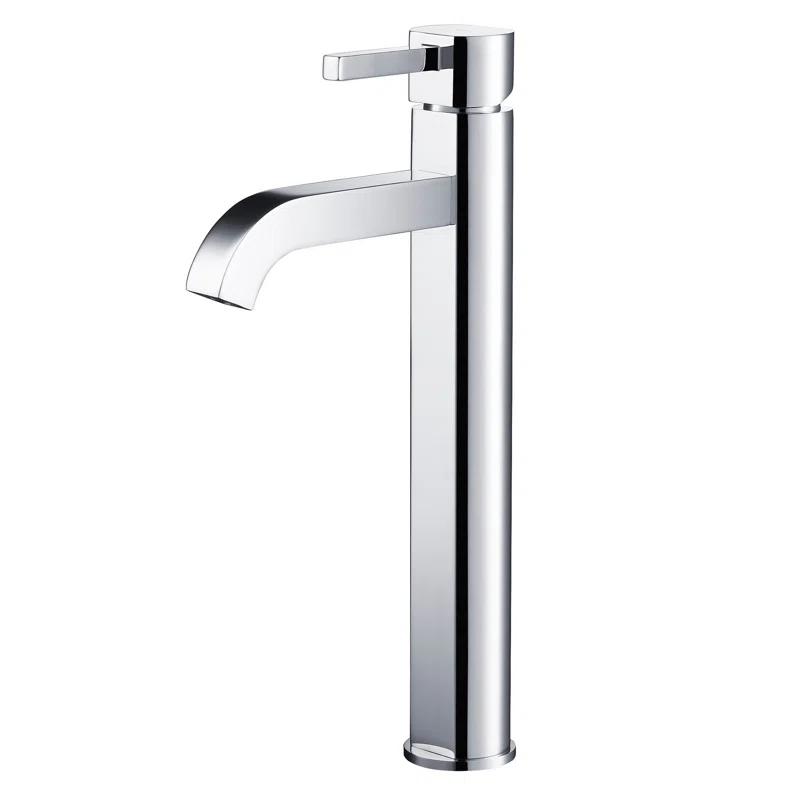 Kraus Ramus Vessel Mixer Single-Handle Bathroom Faucet with Matching Pop-Up Drain