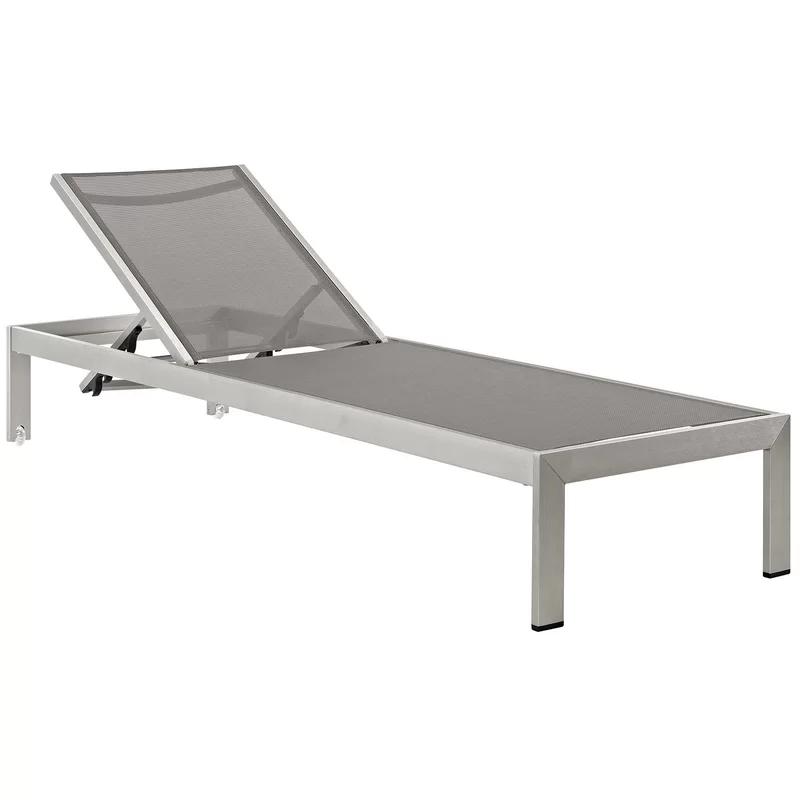 Shore Silver Gray Aluminum Mesh Adjustable Outdoor Chaise Lounger