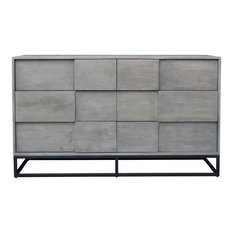 Felix Modern Industrial Gray 6-Drawer Solid Acacia Dresser