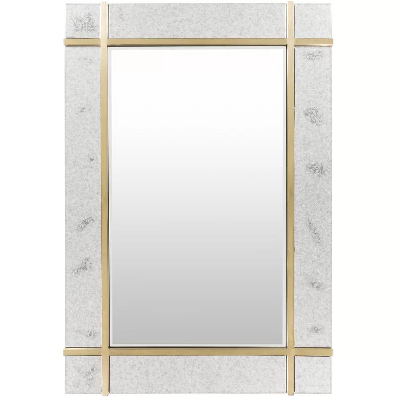 Sadler Gold Beveled Rectangular Wood Wall Mirror