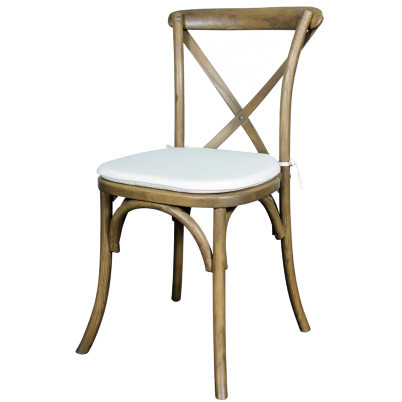 Rustic Wood Cross Back Dining Side Chair with Cushion