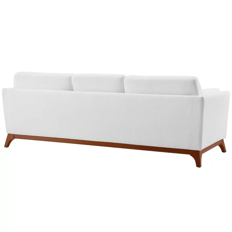 Chance 83.5'' White Fabric Sofa with Removable Cushions and Wood Frame