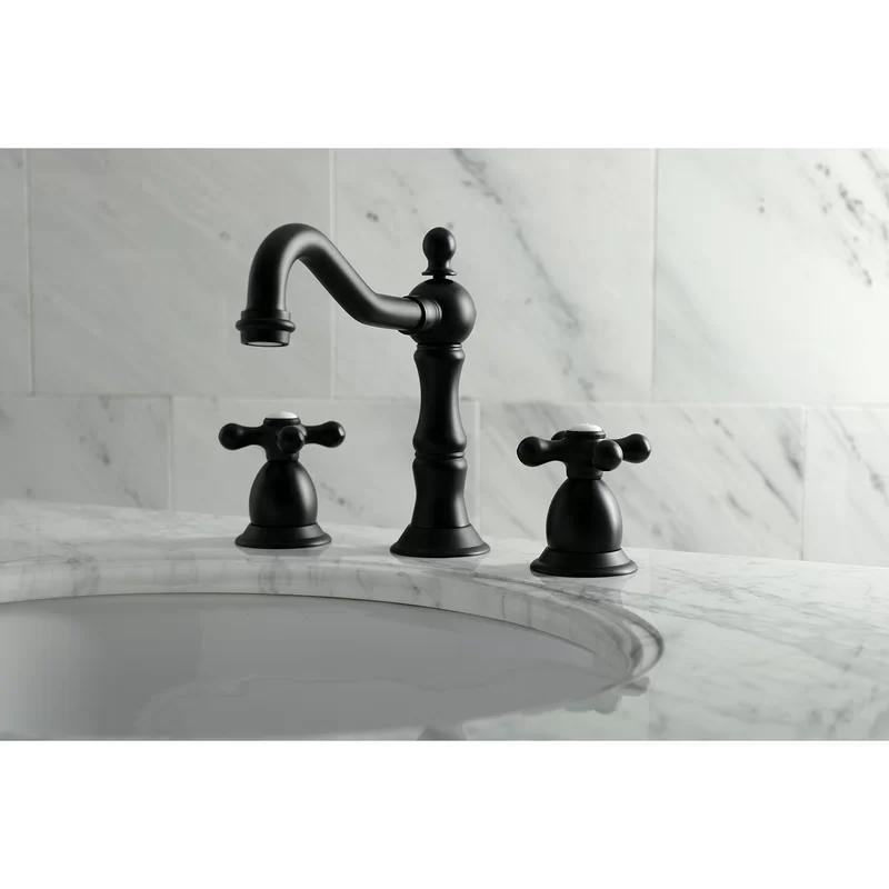 Heritage 8-Inch Polished Chrome Widespread Bathroom Faucet with Cross Handles