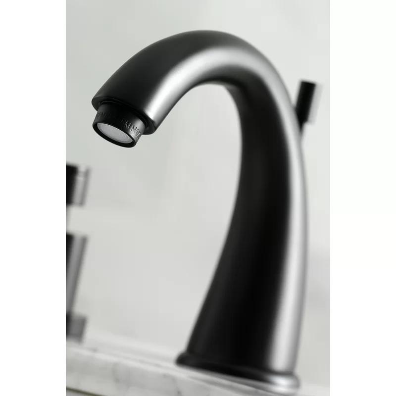 Matte Black Brass Widespread Bathroom Faucet with Drain Assembly