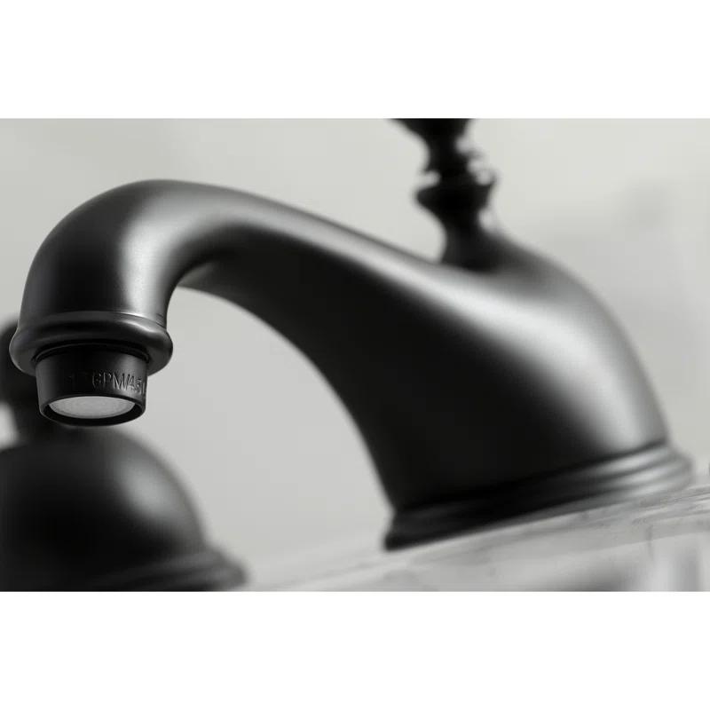 Kingston Brass Restoration Two-Handle 3-Hole Deck Mount Widespread Bathroom Faucet with Brass Pop-Up Drain