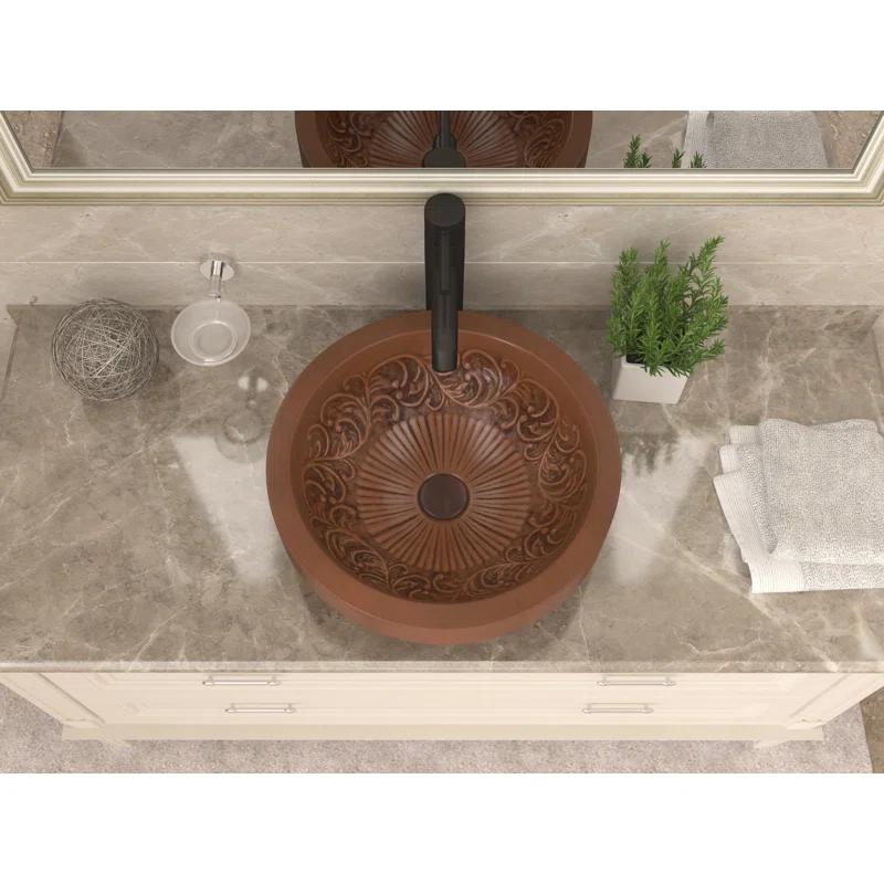 ANZZI Admiral 17'' Polished Antique Copper Copper Circular Bathroom Sink