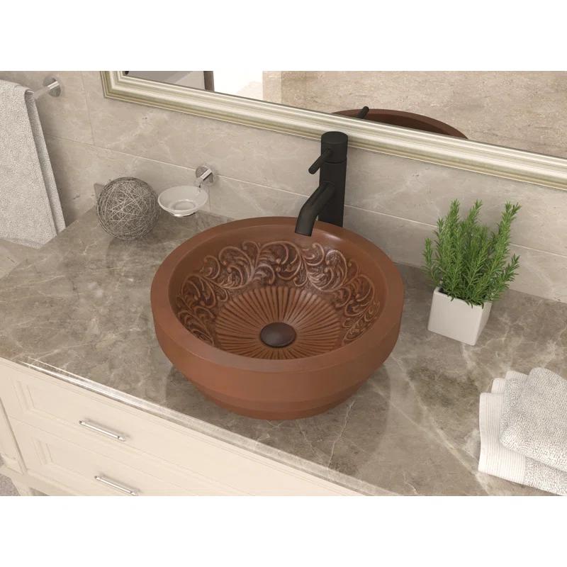 ANZZI Admiral 17'' Polished Antique Copper Copper Circular Bathroom Sink
