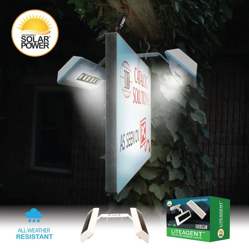 Touch of ECO LITEAGENT - Solar LED for Post & Sign Lighting - Includes Adjustable Mounting Bracket (Set of 2)