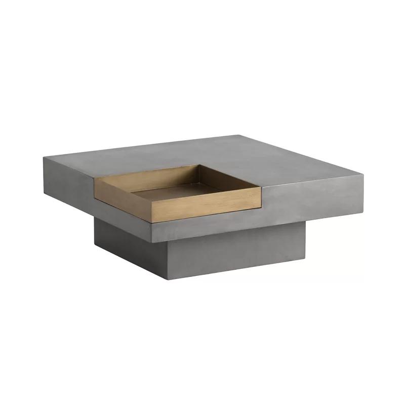 Transitional Gray Square Lift-Top Coffee Table with Storage